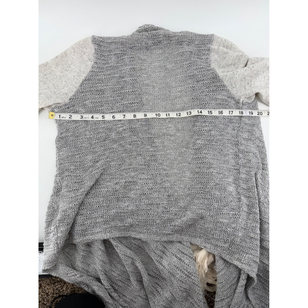 Lucky Lotus Lucky Brand Womens Small Grey Fringe Mixed Media Open Front Cardigan - Picture 3 of 8